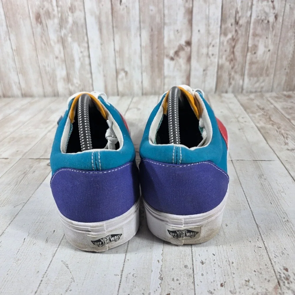 Vans Era Mens 10 Multi Color Block Red Teal Purple Yellow Canvas Skate Shoes